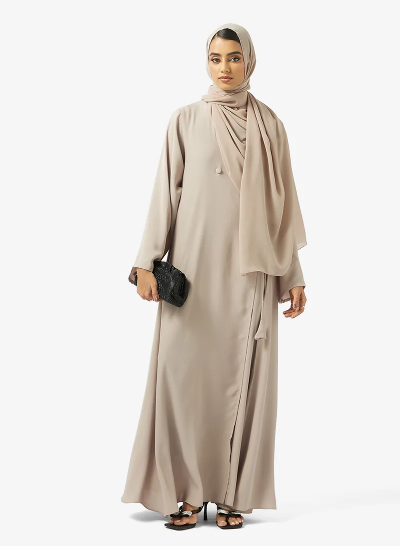 hayas closet  Abaya with Crossover loops details for Women | Best Price UAE